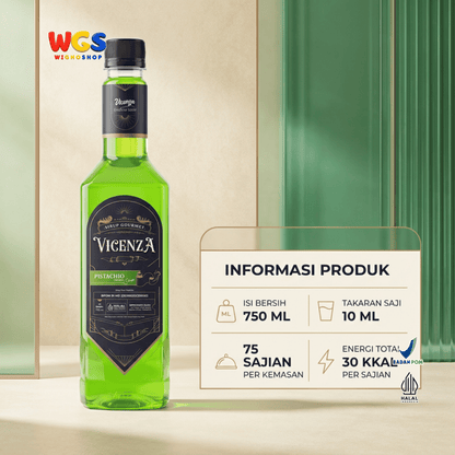 Vicenza Sirup Pistachio 750ml - Pistachio Syrup untuk Kopi Susu, Matcha Latte & Milkshake