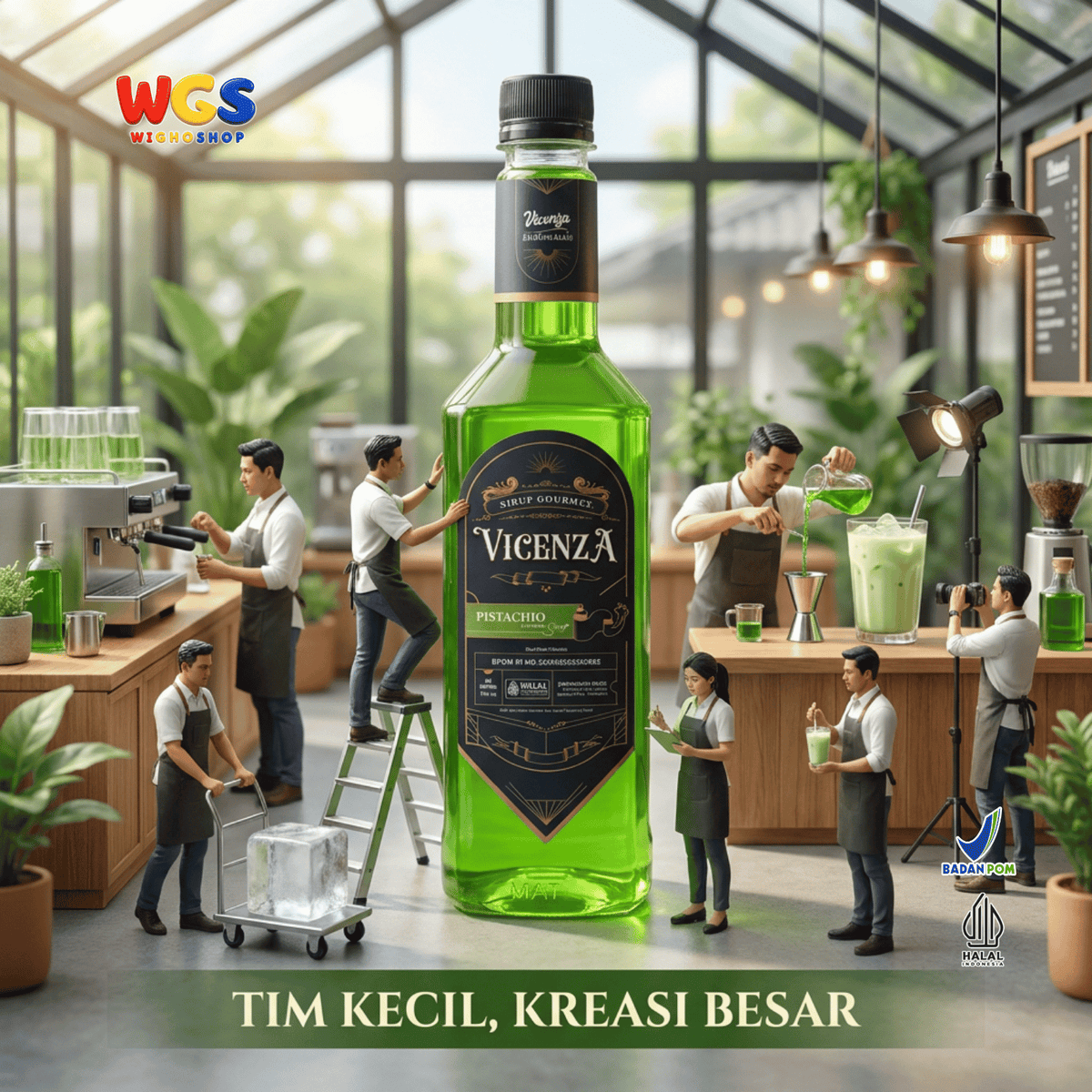 Vicenza Sirup Pistachio 750ml - Pistachio Syrup untuk Kopi Susu, Matcha Latte & Milkshake