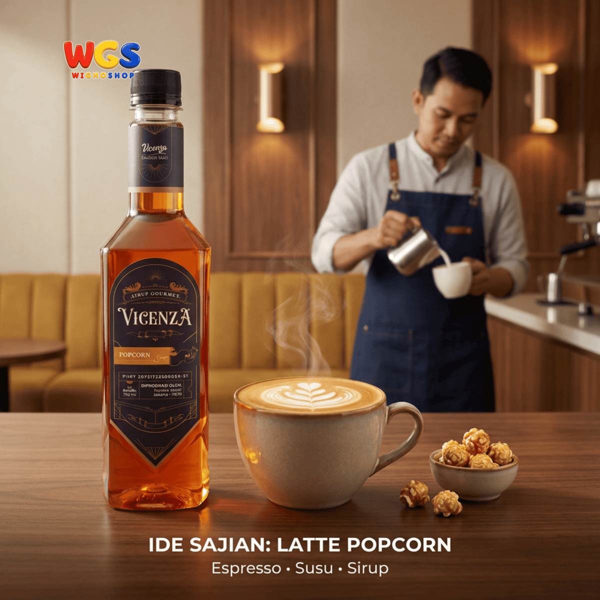 Vicenza Sirup Popcorn 750ml - Popcorn Syrup untuk Kopi, Latte, Milkshake & Dessert