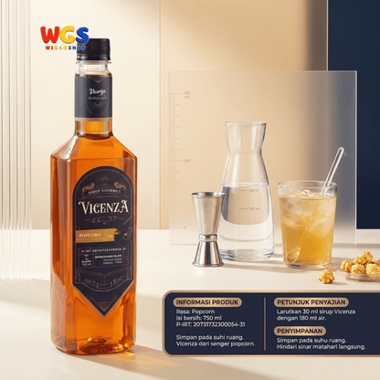 Vicenza Sirup Popcorn 750ml - Popcorn Syrup untuk Kopi, Latte, Milkshake & Dessert