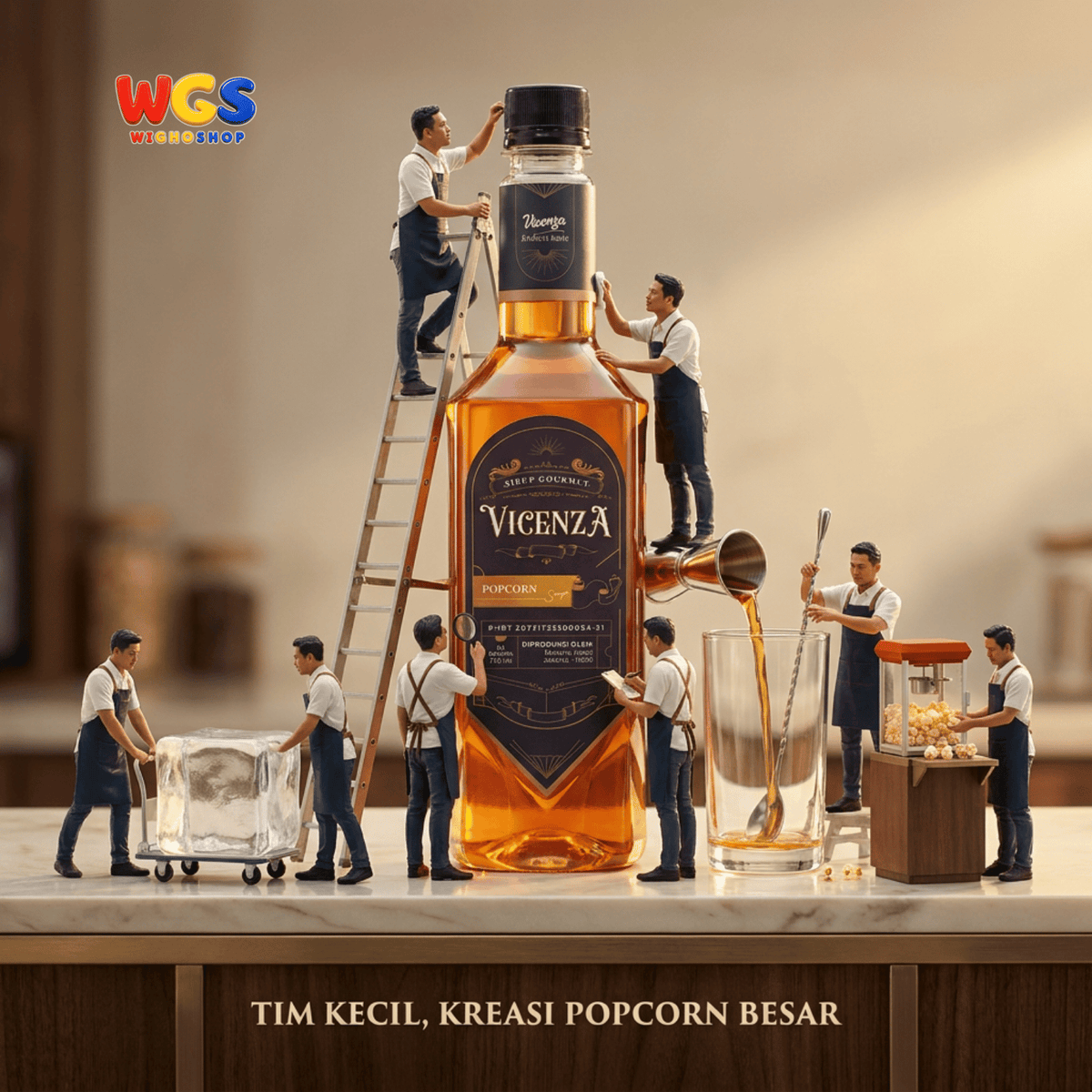 Vicenza Sirup Popcorn 750ml - Popcorn Syrup untuk Kopi, Latte, Milkshake & Dessert