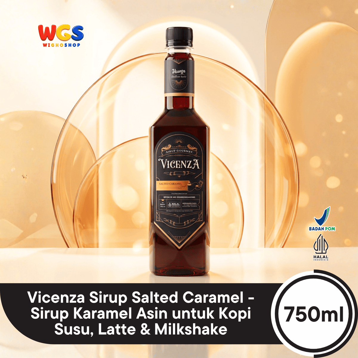 Vicenza Sirup Salted Caramel 750ml - Sirup Karamel Asin untuk Kopi Susu, Latte & Milkshake