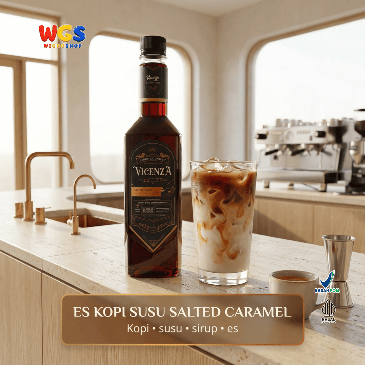 Vicenza Sirup Salted Caramel 750ml - Sirup Karamel Asin untuk Kopi Susu, Latte & Milkshake