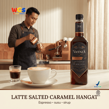 Vicenza Sirup Salted Caramel 750ml - Sirup Karamel Asin untuk Kopi Susu, Latte & Milkshake