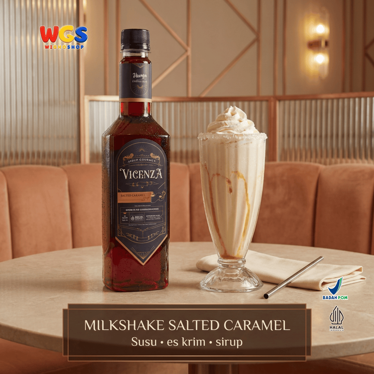 Vicenza Sirup Salted Caramel 750ml - Sirup Karamel Asin untuk Kopi Susu, Latte & Milkshake