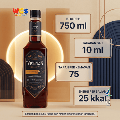 Vicenza Sirup Salted Caramel 750ml - Sirup Karamel Asin untuk Kopi Susu, Latte & Milkshake