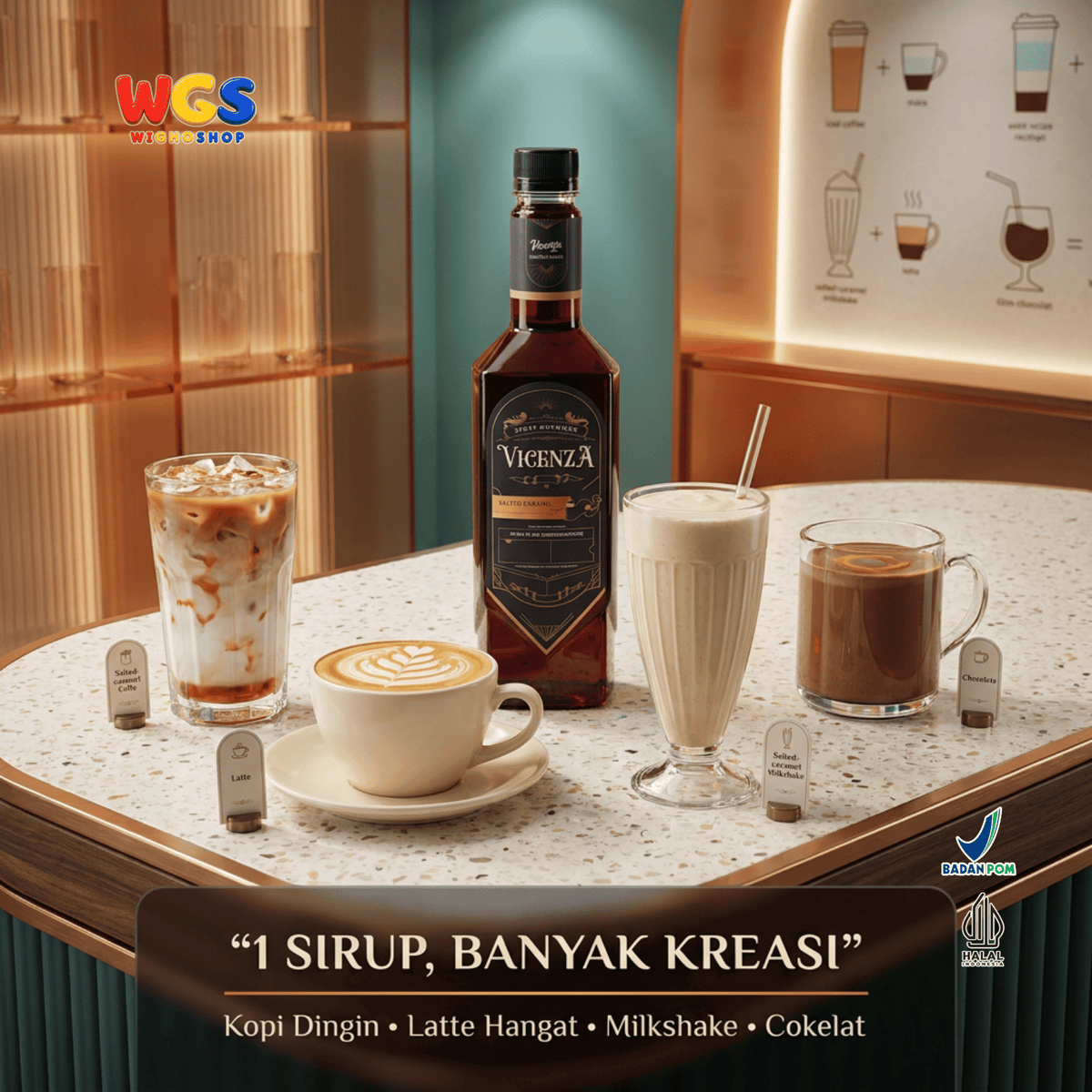 Vicenza Sirup Salted Caramel 750ml - Sirup Karamel Asin untuk Kopi Susu, Latte & Milkshake