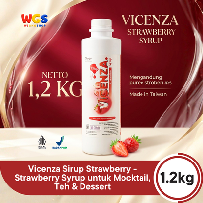 Vicenza Sirup Strawberry 1.2kg - Strawberry Syrup untuk Mocktail, Teh & Dessert