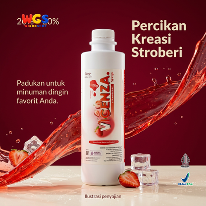 Vicenza Sirup Strawberry 1.2kg - Strawberry Syrup untuk Mocktail, Teh & Dessert