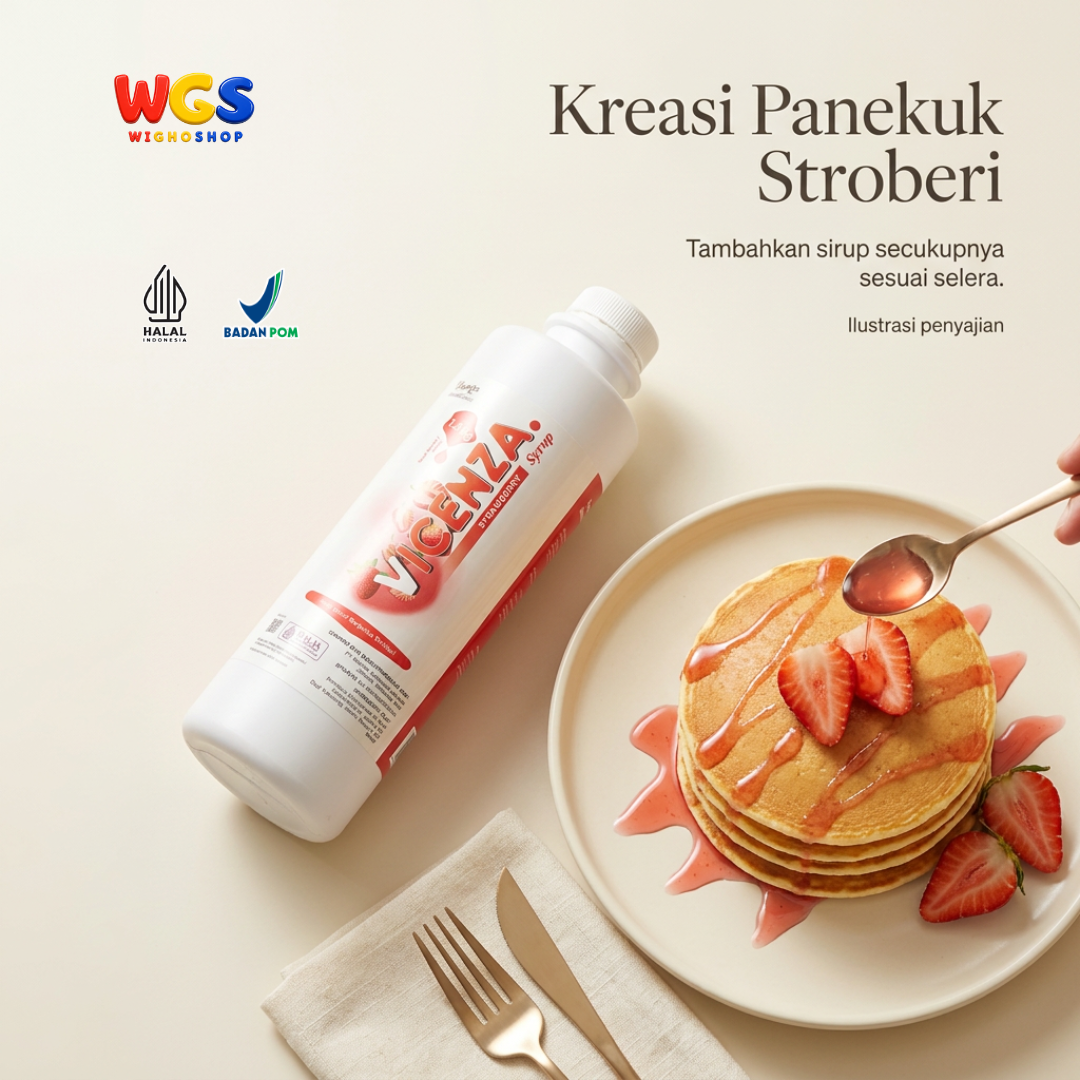 Vicenza Sirup Strawberry 1.2kg - Strawberry Syrup untuk Mocktail, Teh & Dessert