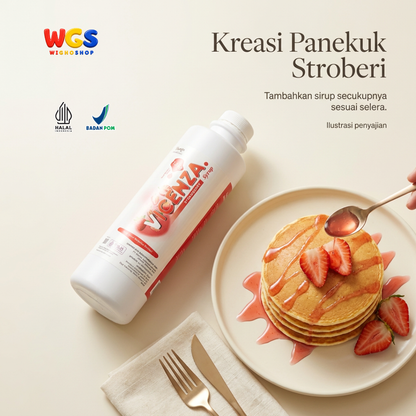 Vicenza Sirup Strawberry 1.2kg - Strawberry Syrup untuk Mocktail, Teh & Dessert