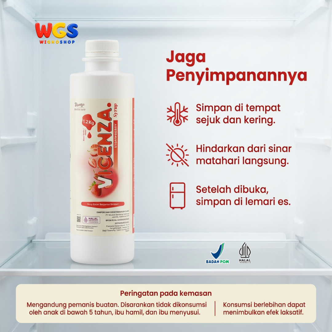 Vicenza Sirup Strawberry 1.2kg - Strawberry Syrup untuk Mocktail, Teh & Dessert