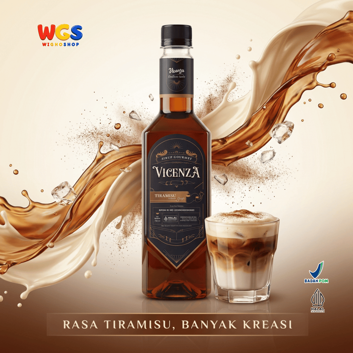 Vicenza Sirup Tiramisu 750ml - Tiramisu Syrup untuk Kopi Susu, Latte, Milkshake & Dessert