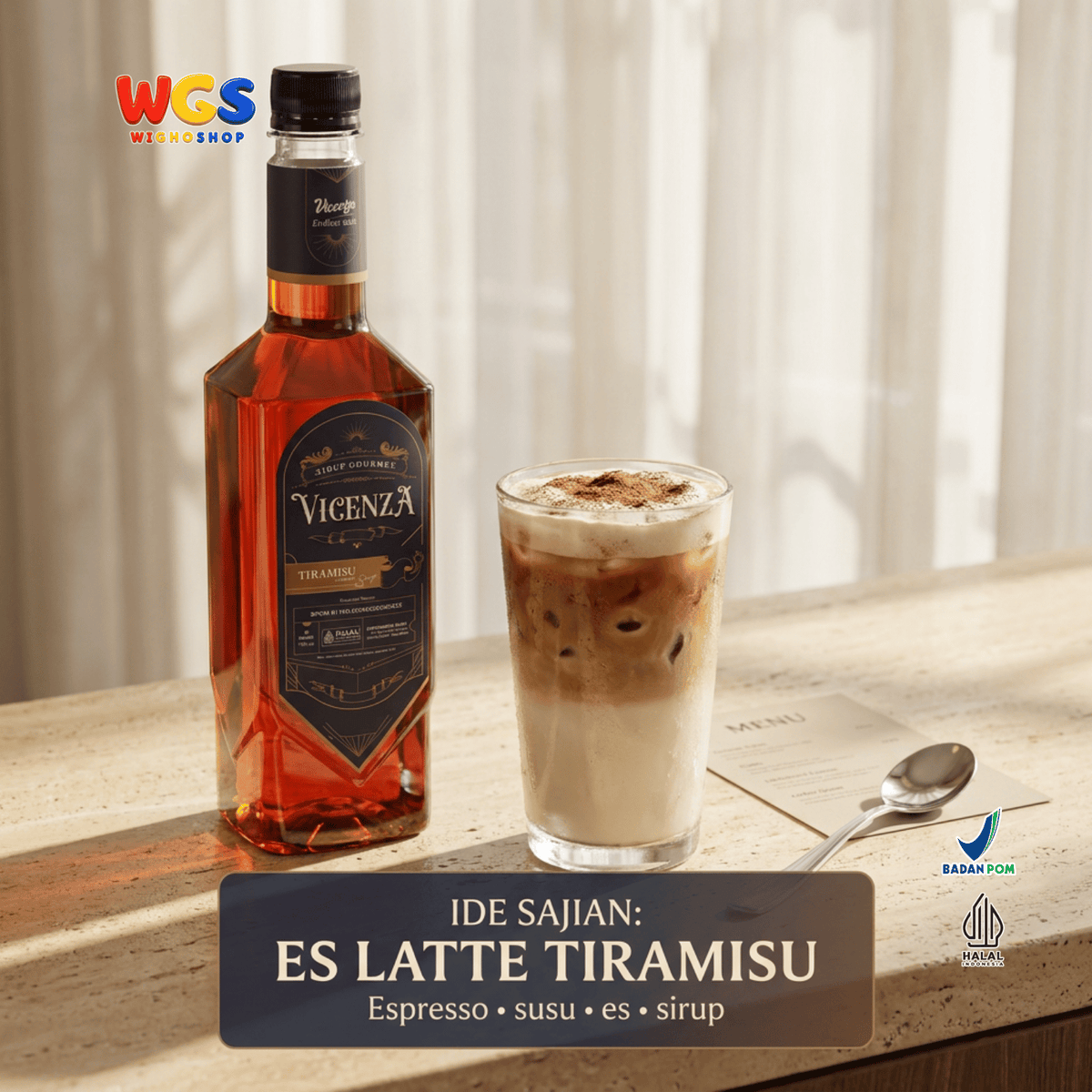 Vicenza Sirup Tiramisu 750ml - Tiramisu Syrup untuk Kopi Susu, Latte, Milkshake & Dessert
