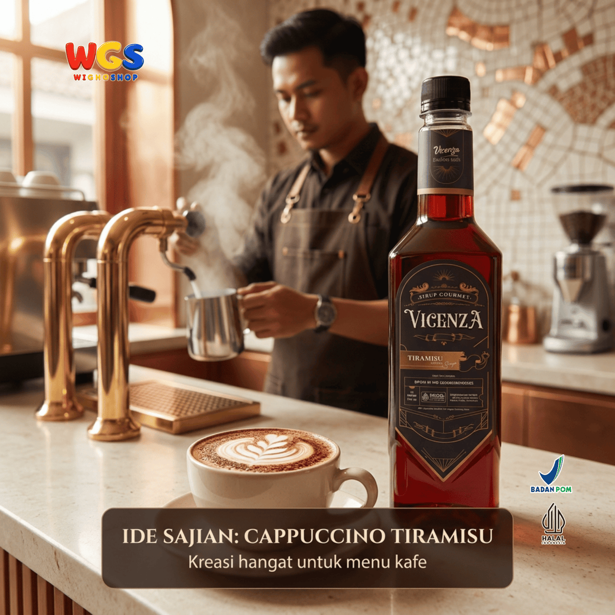 Vicenza Sirup Tiramisu 750ml - Tiramisu Syrup untuk Kopi Susu, Latte, Milkshake & Dessert