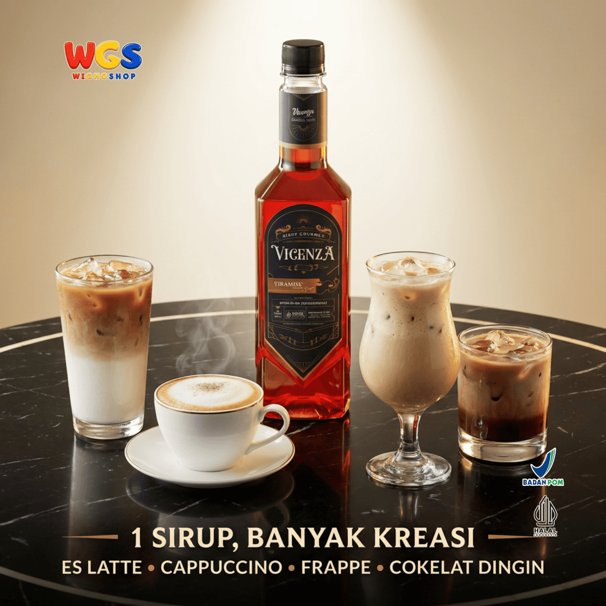 Vicenza Sirup Tiramisu 750ml - Tiramisu Syrup untuk Kopi Susu, Latte, Milkshake & Dessert