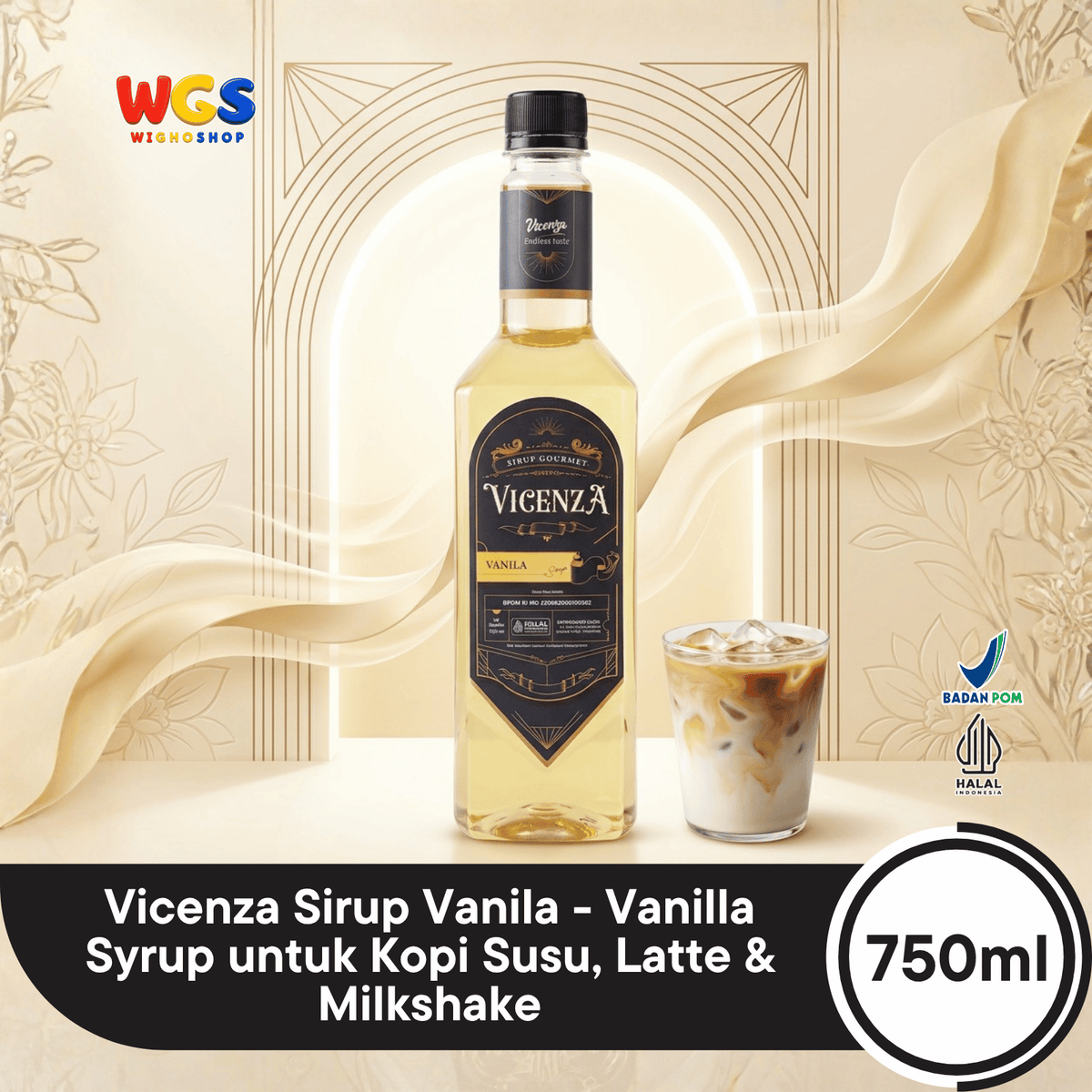 Vicenza Sirup Vanila 750ml - Vanilla Syrup untuk Kopi Susu, Latte & Milkshake