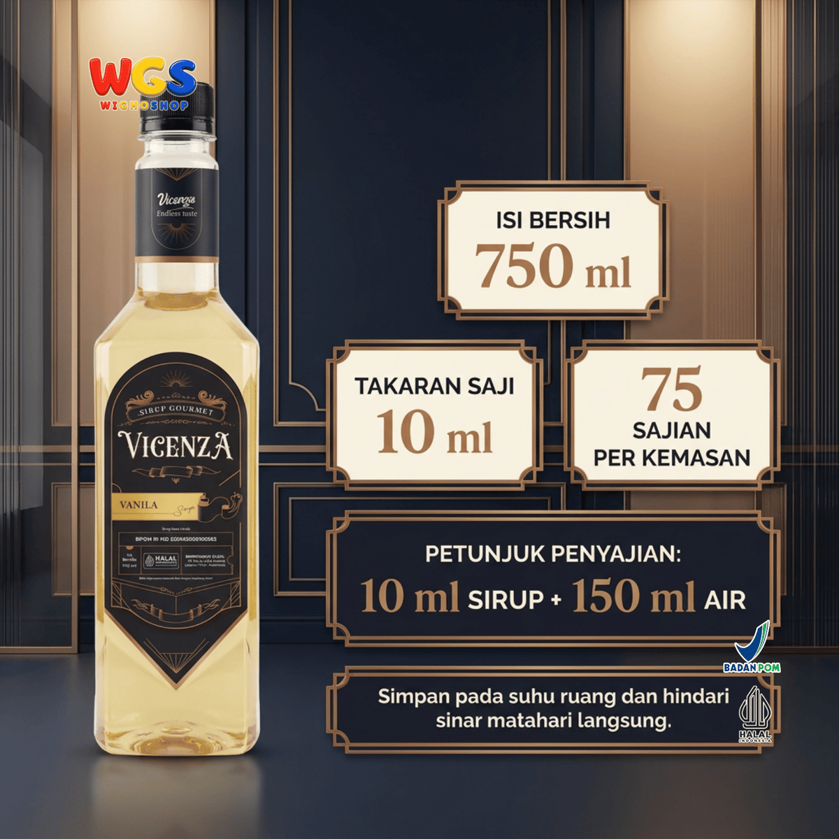 Vicenza Sirup Vanila 750ml - Vanilla Syrup untuk Kopi Susu, Latte & Milkshake