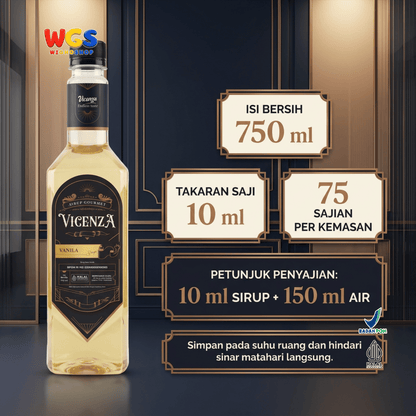 Vicenza Sirup Vanila 750ml - Vanilla Syrup untuk Kopi Susu, Latte & Milkshake