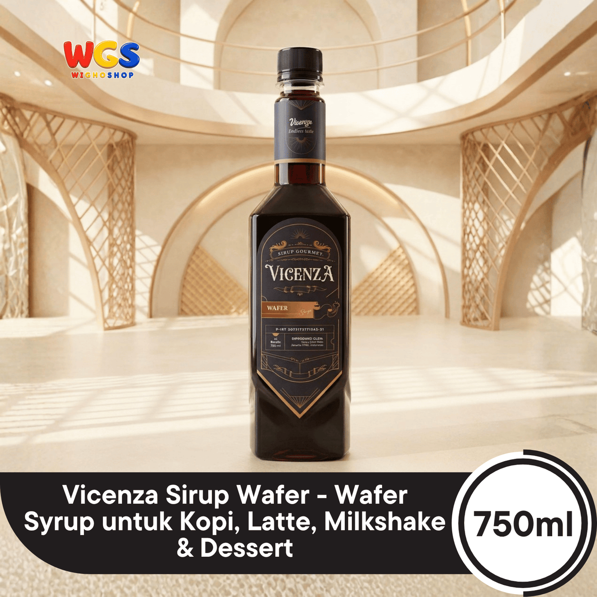 Vicenza Sirup Wafer 750ml - Wafer Syrup untuk Kopi, Latte, Milkshake & Dessert