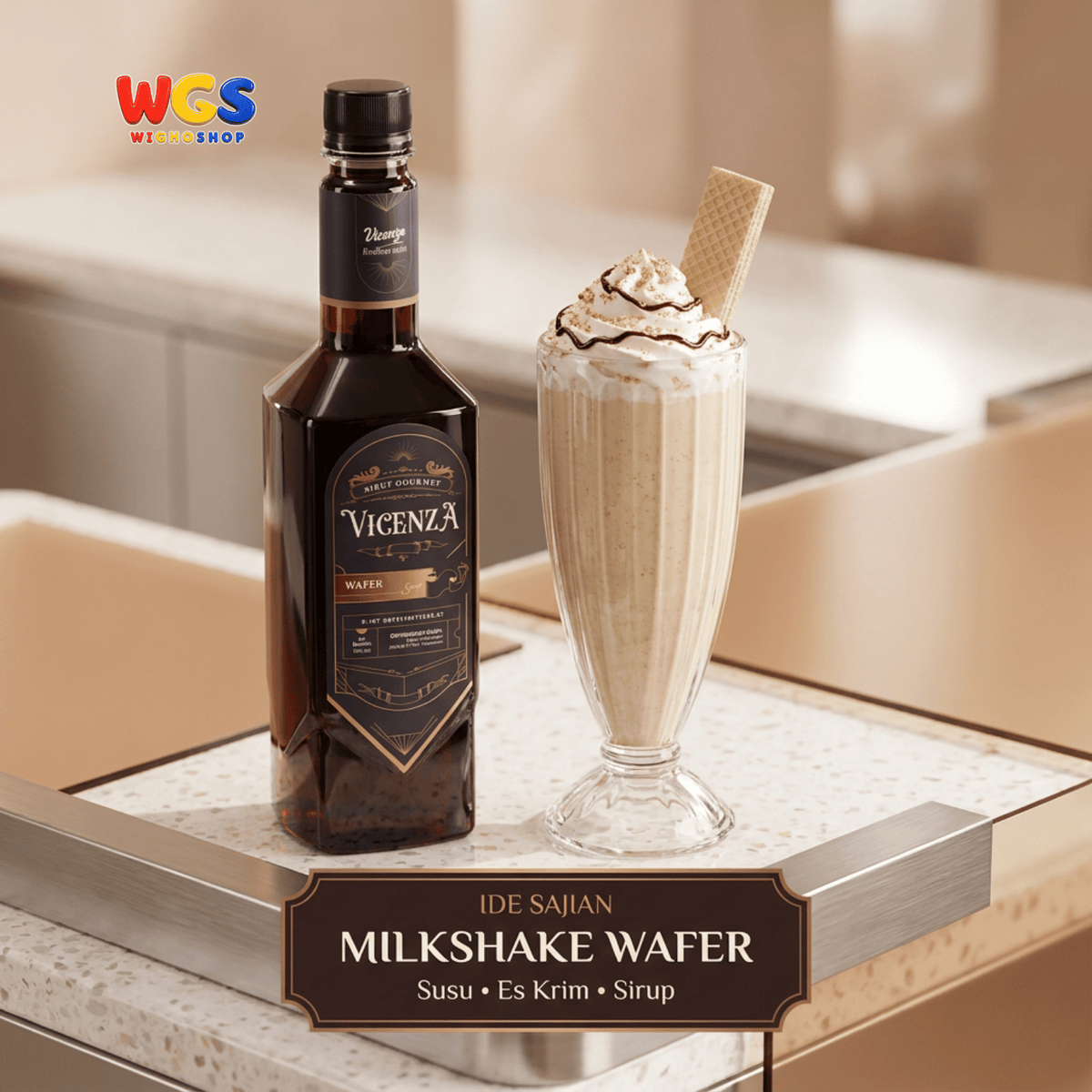 Vicenza Sirup Wafer 750ml - Wafer Syrup untuk Kopi, Latte, Milkshake & Dessert