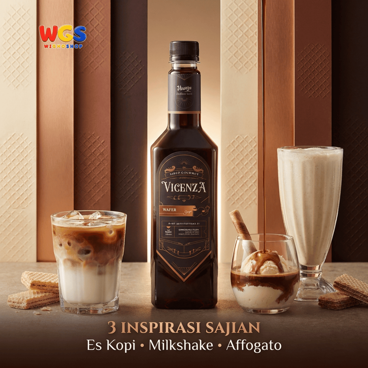 Vicenza Sirup Wafer 750ml - Wafer Syrup untuk Kopi, Latte, Milkshake & Dessert