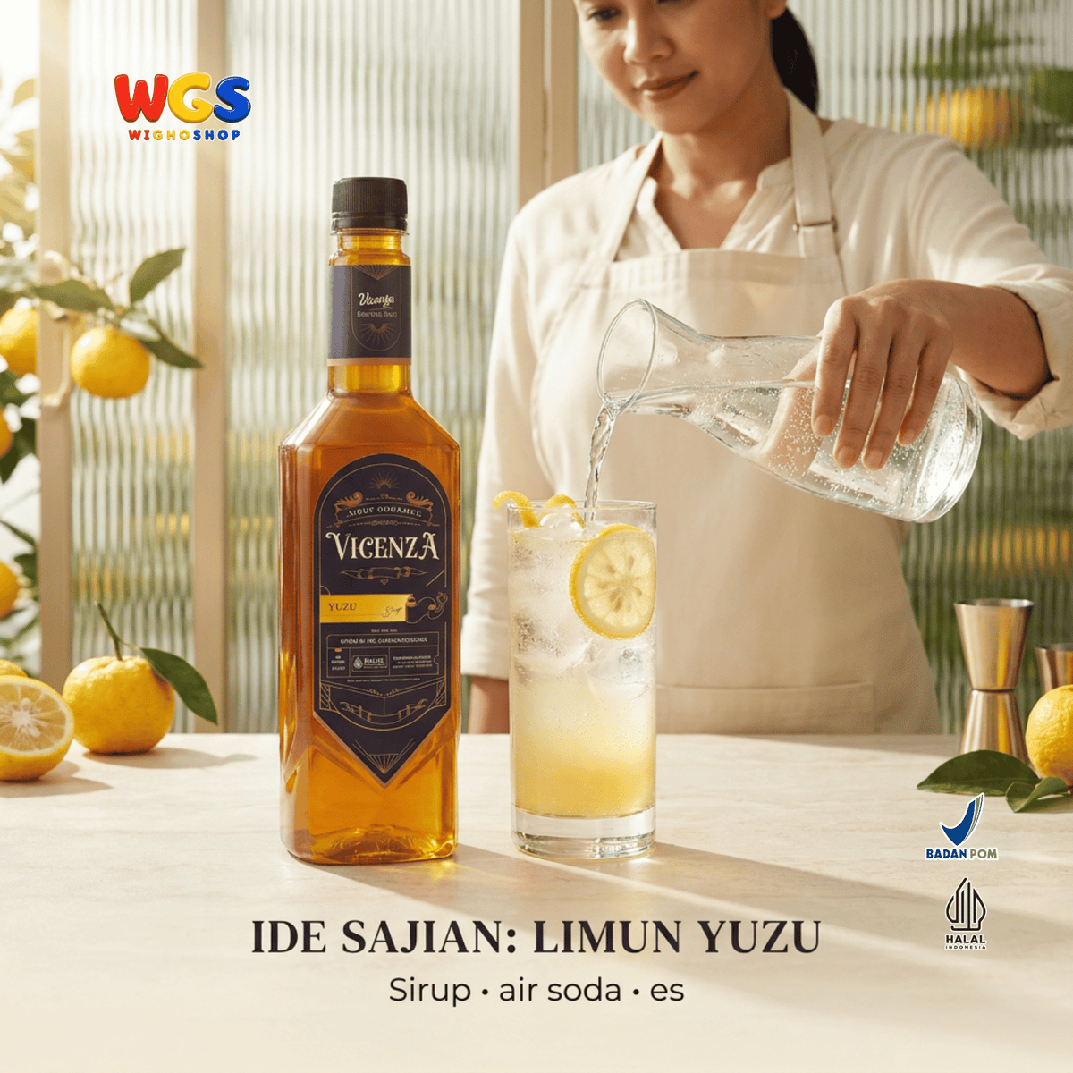 Vicenza Sirup Yuzu 750ml - Yuzu Syrup untuk Es Teh, Soda, Mocktail, Matcha & Kopi