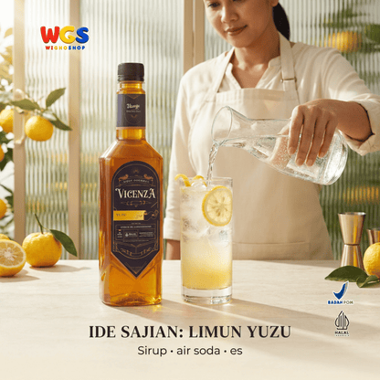 Vicenza Sirup Yuzu 750ml - Yuzu Syrup untuk Es Teh, Soda, Mocktail, Matcha & Kopi