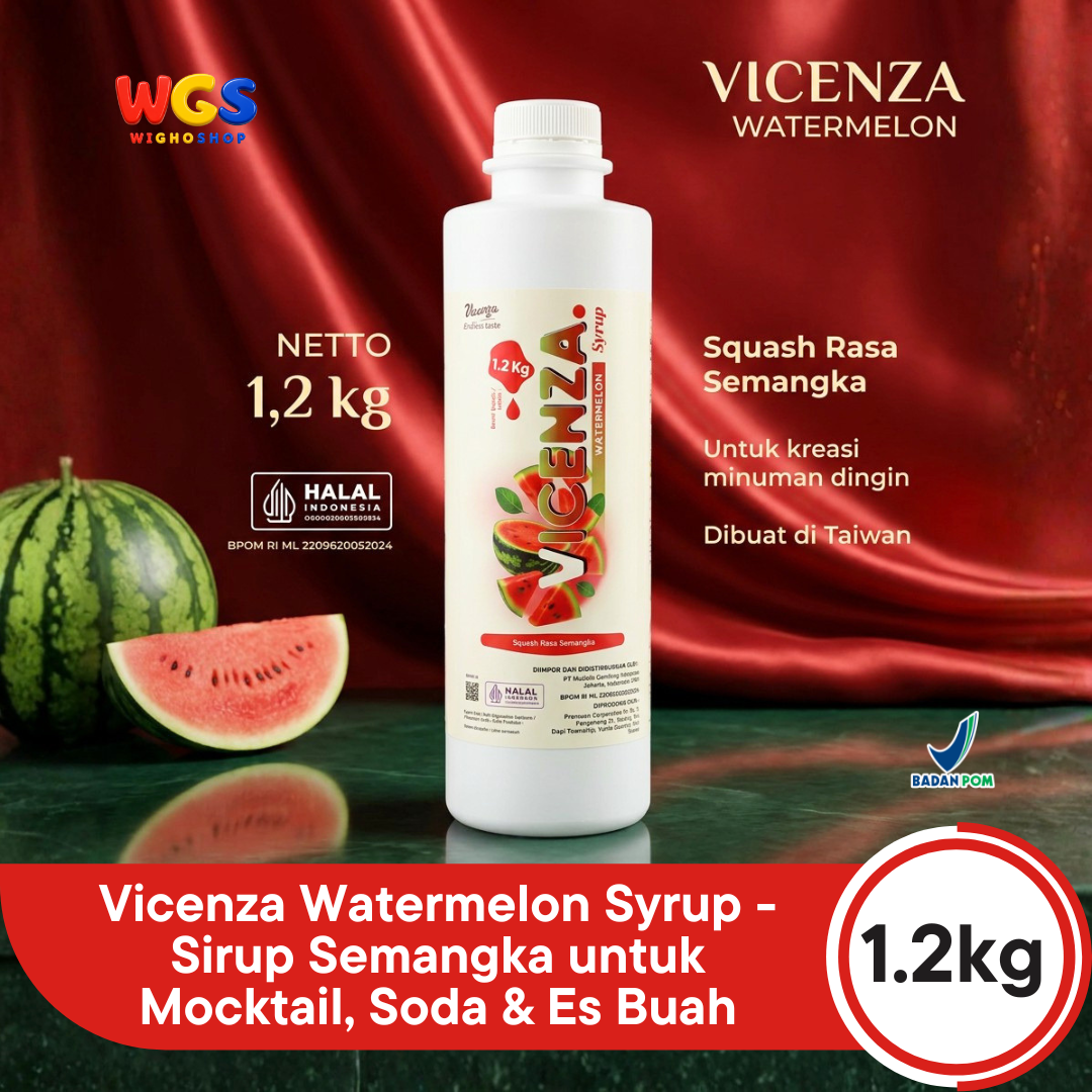 Vicenza Watermelon Syrup 1.2kg - Sirup Semangka untuk Mocktail, Soda & Es Buah