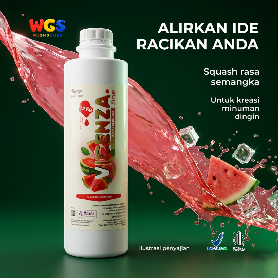 Vicenza Watermelon Syrup 1.2kg - Sirup Semangka untuk Mocktail, Soda & Es Buah