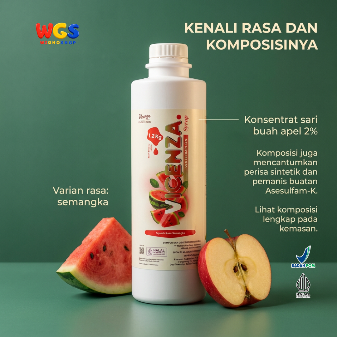Vicenza Watermelon Syrup 1.2kg - Sirup Semangka untuk Mocktail, Soda & Es Buah