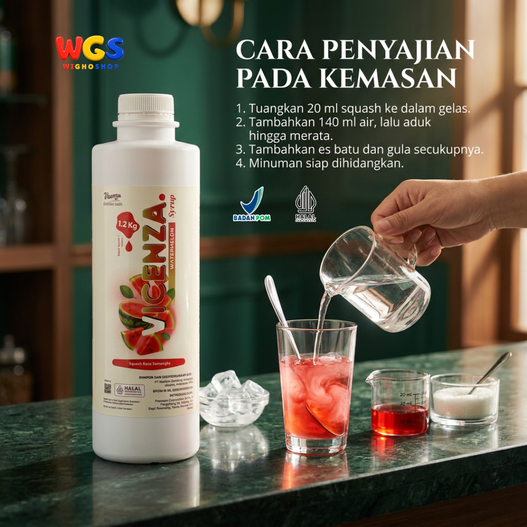 Vicenza Watermelon Syrup 1.2kg - Sirup Semangka untuk Mocktail, Soda & Es Buah