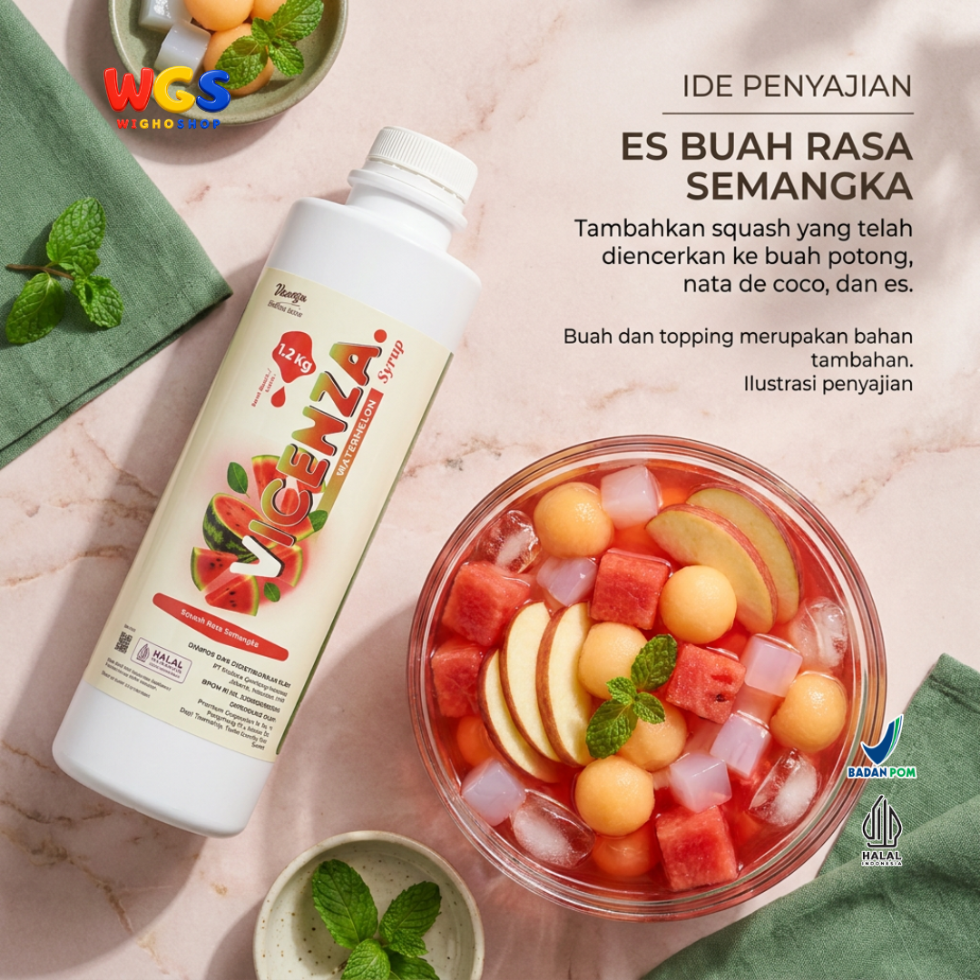 Vicenza Watermelon Syrup 1.2kg - Sirup Semangka untuk Mocktail, Soda & Es Buah