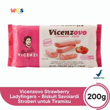 Vicenzi Vicenzovo Strawberry Ladyfingers 200g – Biskuit Savoiardi Stroberi untuk Tiramisu