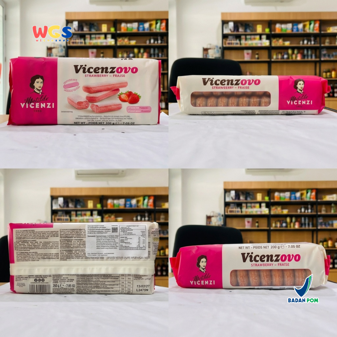 Vicenzi Vicenzovo Strawberry Ladyfingers 200g – Biskuit Savoiardi Stroberi untuk Tiramisu