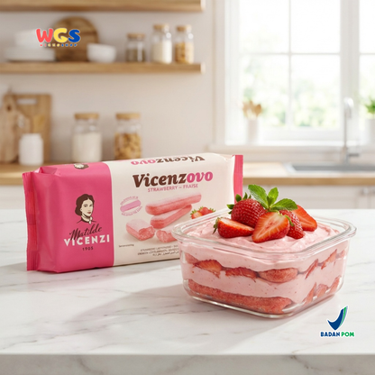Vicenzi Vicenzovo Strawberry Ladyfingers 200g – Biskuit Savoiardi Stroberi untuk Tiramisu