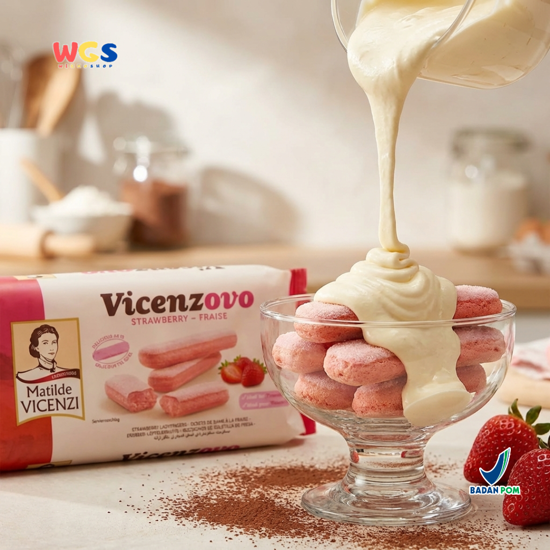 Vicenzi Vicenzovo Strawberry Ladyfingers 200g – Biskuit Savoiardi Stroberi untuk Tiramisu