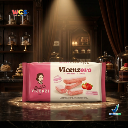 Vicenzi Vicenzovo Strawberry Ladyfingers 200g – Biskuit Savoiardi Stroberi untuk Tiramisu
