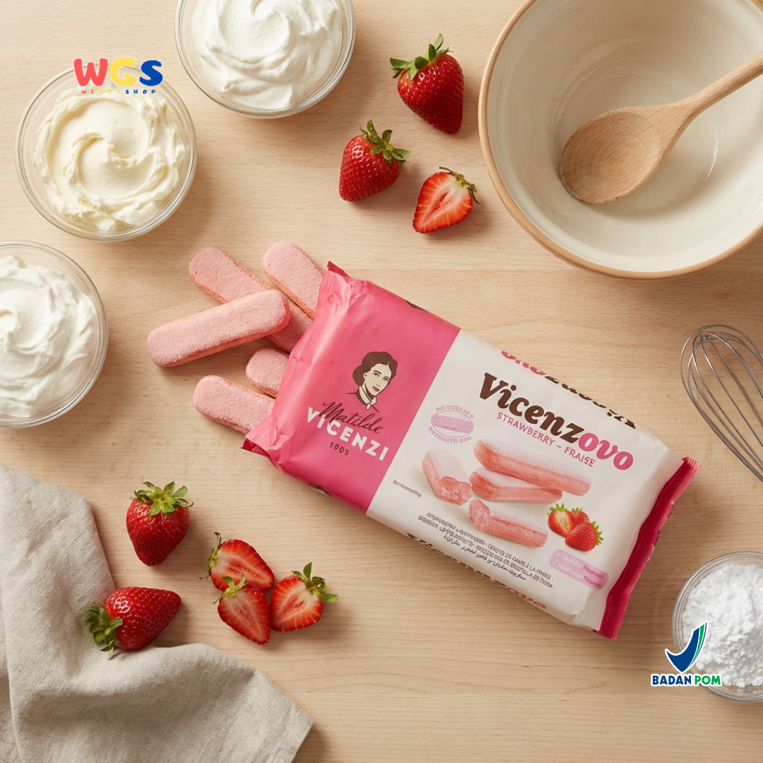 Vicenzi Vicenzovo Strawberry Ladyfingers 200g – Biskuit Savoiardi Stroberi untuk Tiramisu