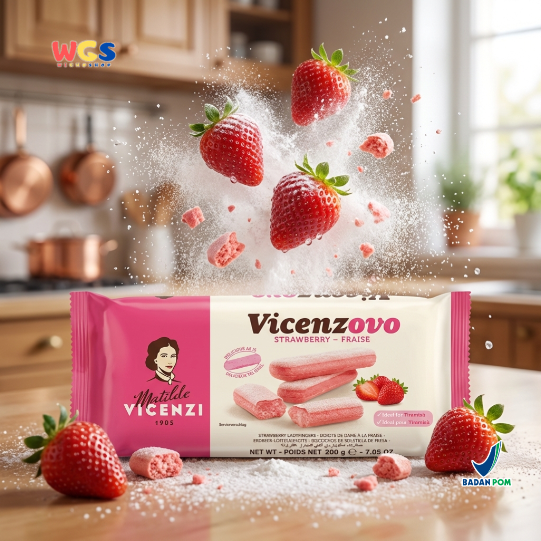 Vicenzi Vicenzovo Strawberry Ladyfingers 200g – Biskuit Savoiardi Stroberi untuk Tiramisu