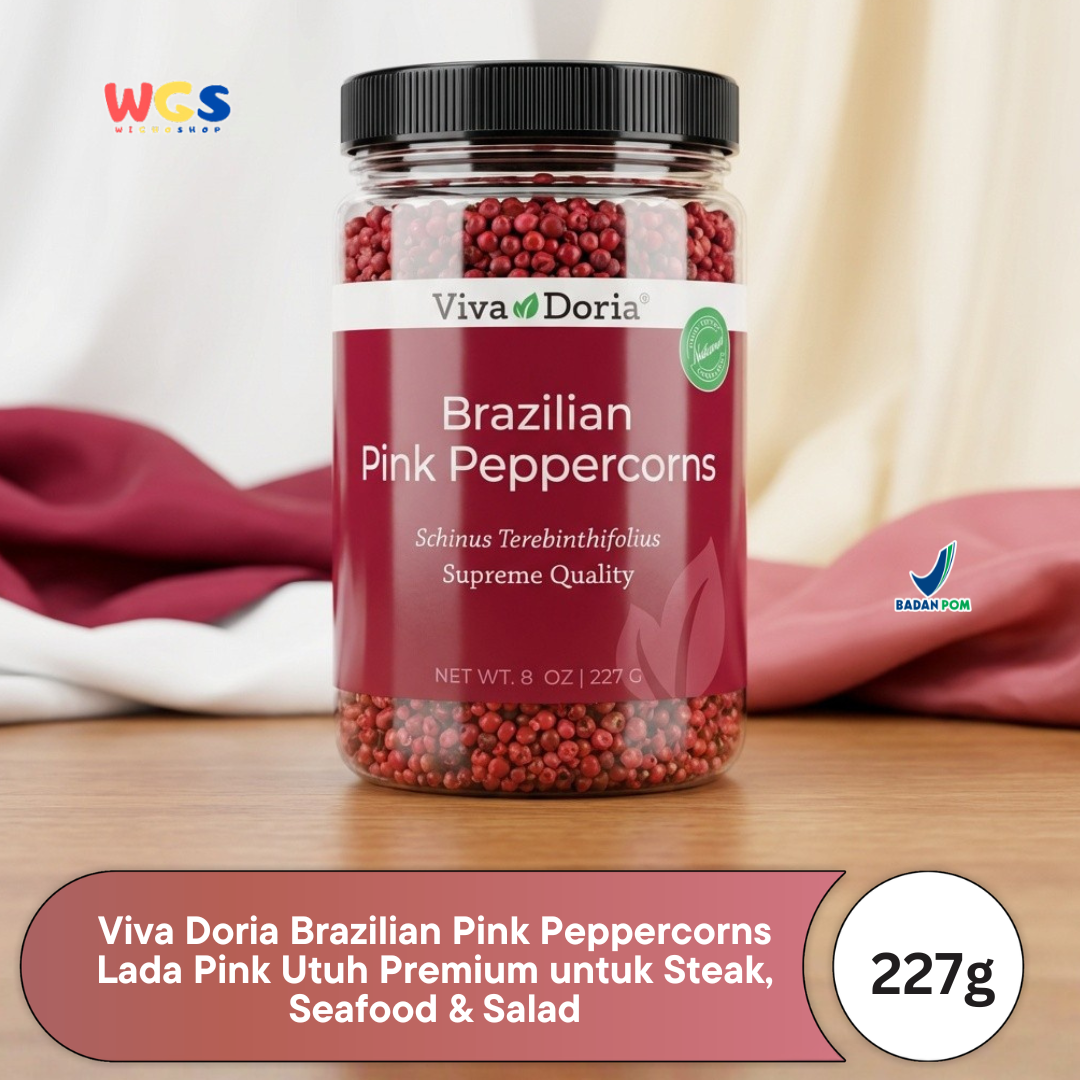 Viva Doria Brazilian Pink Peppercorns 227g - Lada Pink Utuh Premium untuk Steak, Seafood & Salad