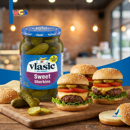 Vlasic Sweet Gherkins 473ml - Acar Mentimun Manis Pickle Big Crunch Burger Sandwich Salad Snack Dapur