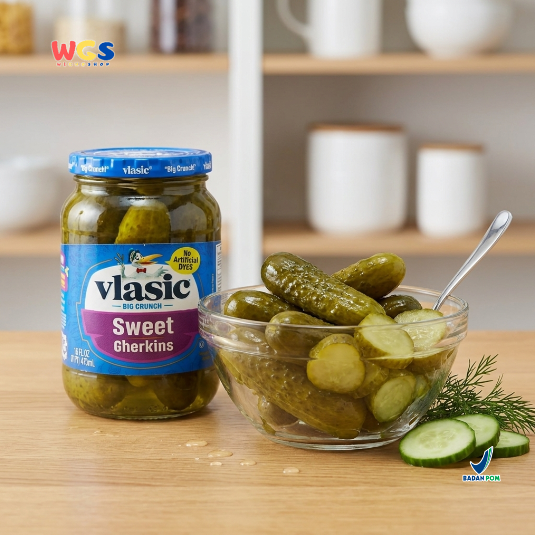 Vlasic Sweet Gherkins 473ml - Acar Mentimun Manis Pickle Big Crunch Burger Sandwich Salad Snack Dapur