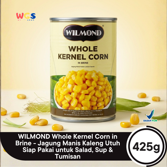 WILMOND Whole Kernel Corn in Brine 425g - Jagung Manis Kaleng Utuh Siap Pakai untuk Salad, Sup & Tumisan