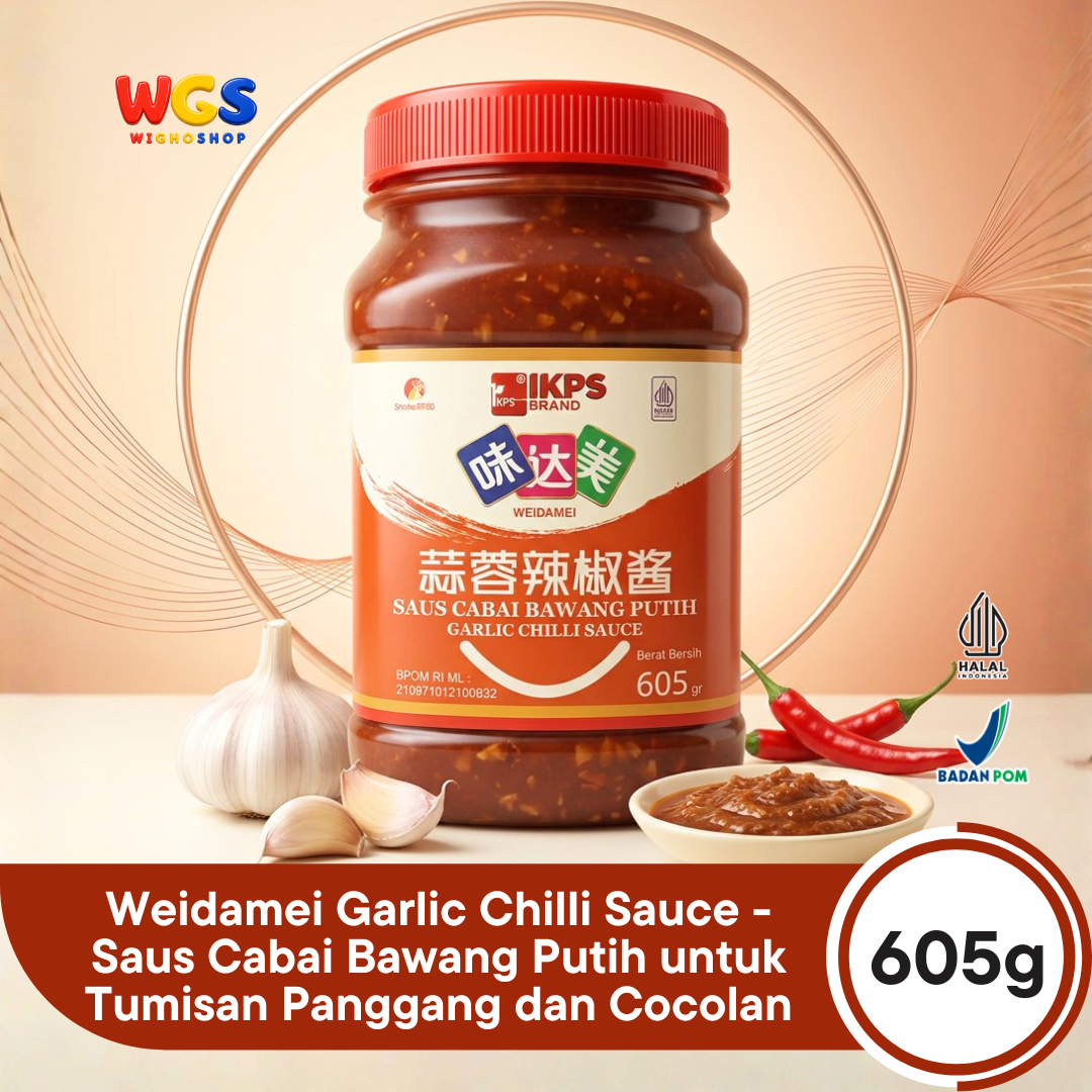 Weidamei Garlic Chilli Sauce 605g - Saus Cabai Bawang Putih untuk Tumisan Panggang dan Cocolan