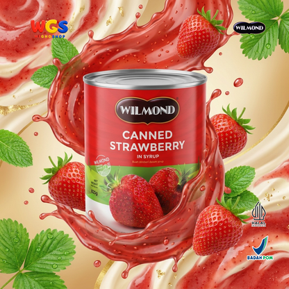 Wilmond Canned Strawberry in Syrup 825g - Stroberi Kaleng Isi Kurang Lebih 40 Buah Topping Dessert Minuman