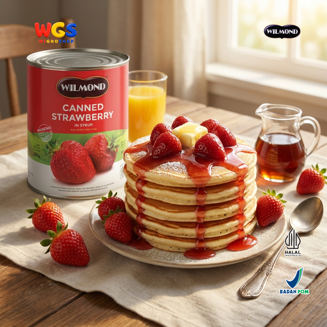 Wilmond Canned Strawberry in Syrup 825g - Stroberi Kaleng Isi Kurang Lebih 40 Buah Topping Dessert Minuman