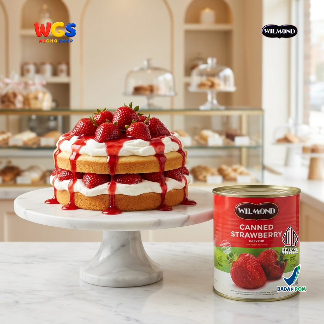 Wilmond Canned Strawberry in Syrup 825g - Stroberi Kaleng Isi Kurang Lebih 40 Buah Topping Dessert Minuman