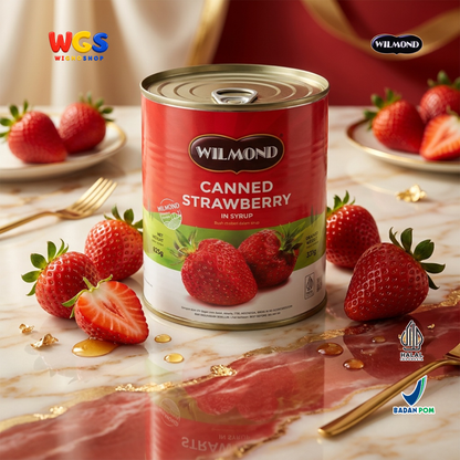 Wilmond Canned Strawberry in Syrup 825g - Stroberi Kaleng Isi Kurang Lebih 40 Buah Topping Dessert Minuman