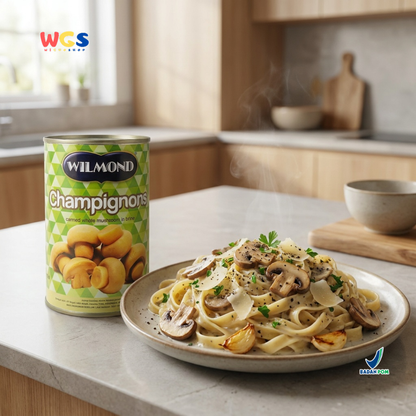 Wilmond Champignons Whole Mushroom 425g - Premium Imported Canned Button Mushrooms - Cooking &amp; Pizza Ingredients